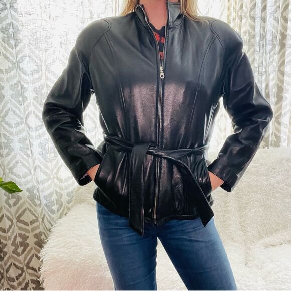 Vintage Wilson’s Leather Jacket Zip Up Black Genuine Leather Large unisex Y2K - Picture 3 of 15